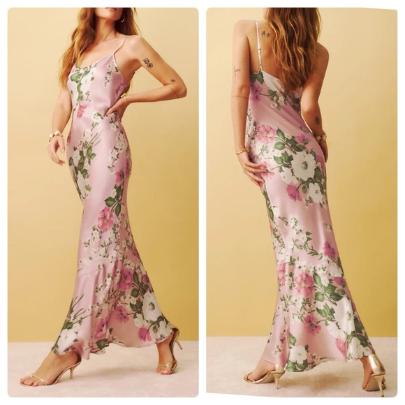 NWT Reformation Parma Silk Dress Rose Garden - Picture 4 of 16